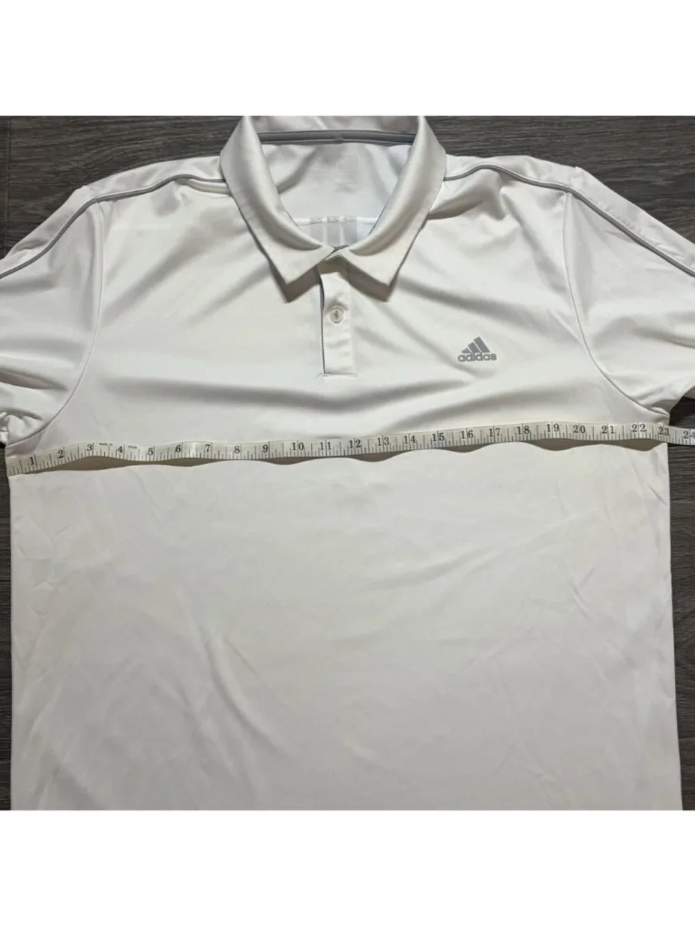 Adidas White Polo Shirt Size Large Short Sleeve Lightweight Performance Sporty
